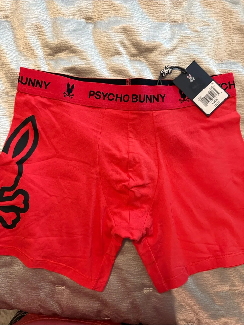 Psycho Bunny Red Boxer Briefs with Black Logo Details